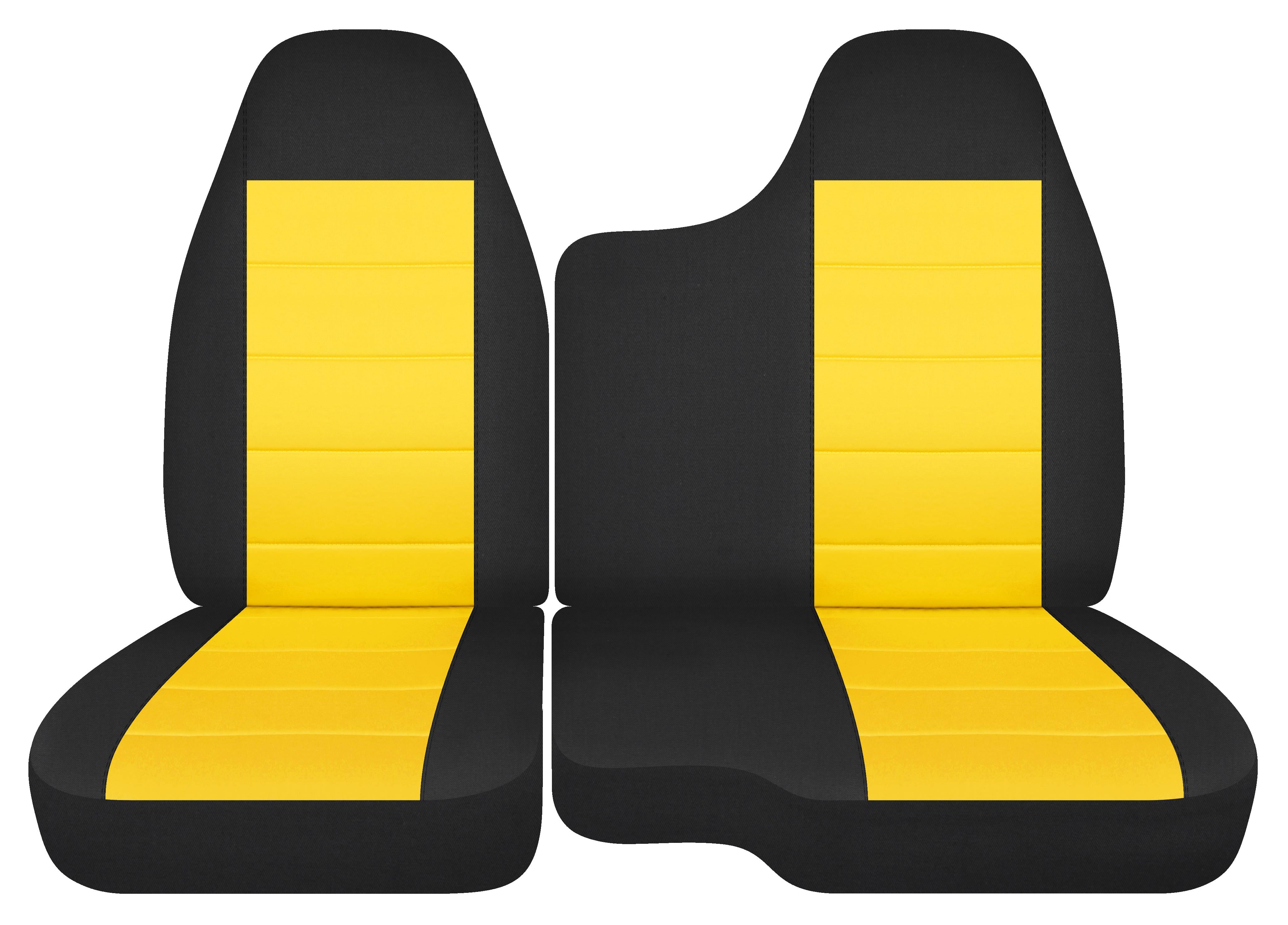 T478-Designcovers Compatible with 2004-2012 Chevy Colorado/GMC Canyon Two-Tone Truck Seat Covers (Front 60/40 Split Bench) No Armrest: Black and Yellow Velour