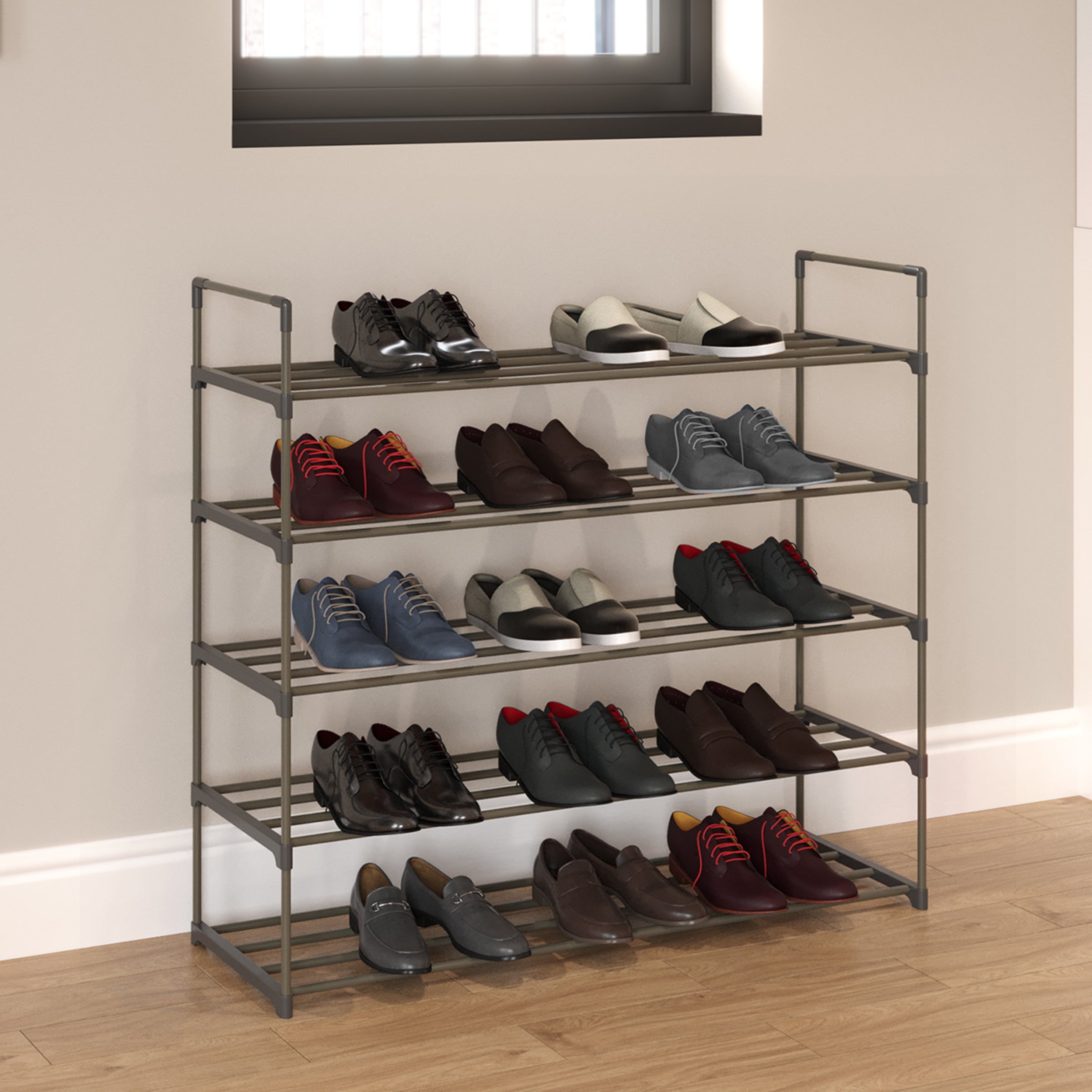 Shoe Rack with 5 Shelves Holds 30 Pairs by Home-Complete