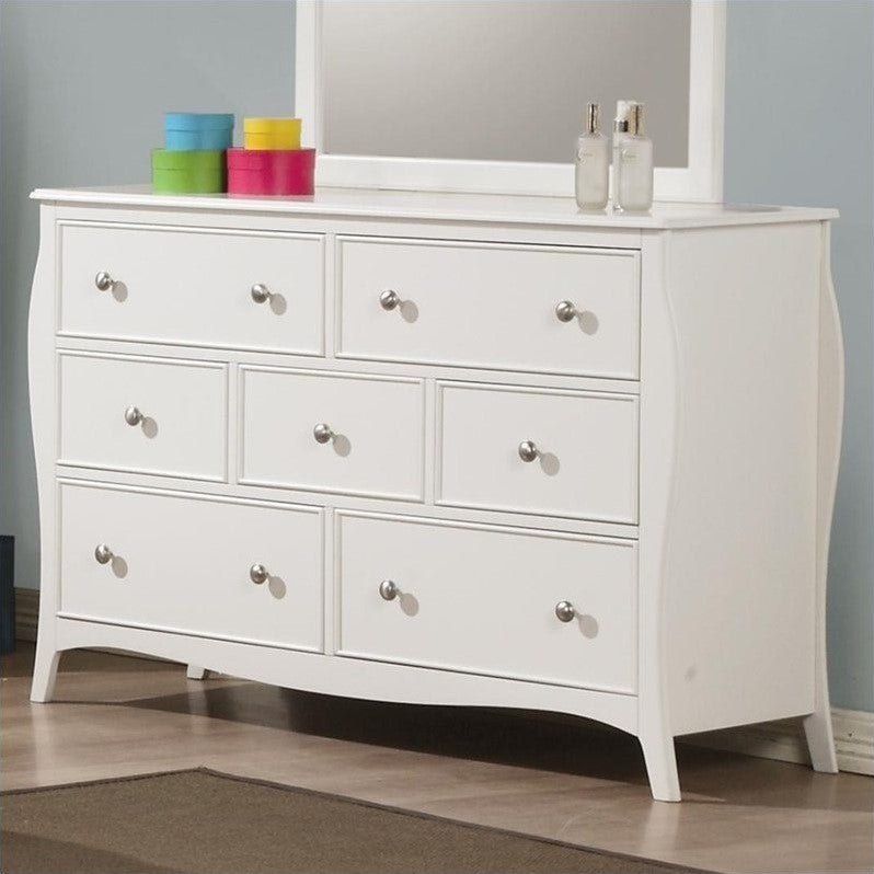 Coaster Dominique 3PC Set of 2 Night Stands and Dresser Set in White