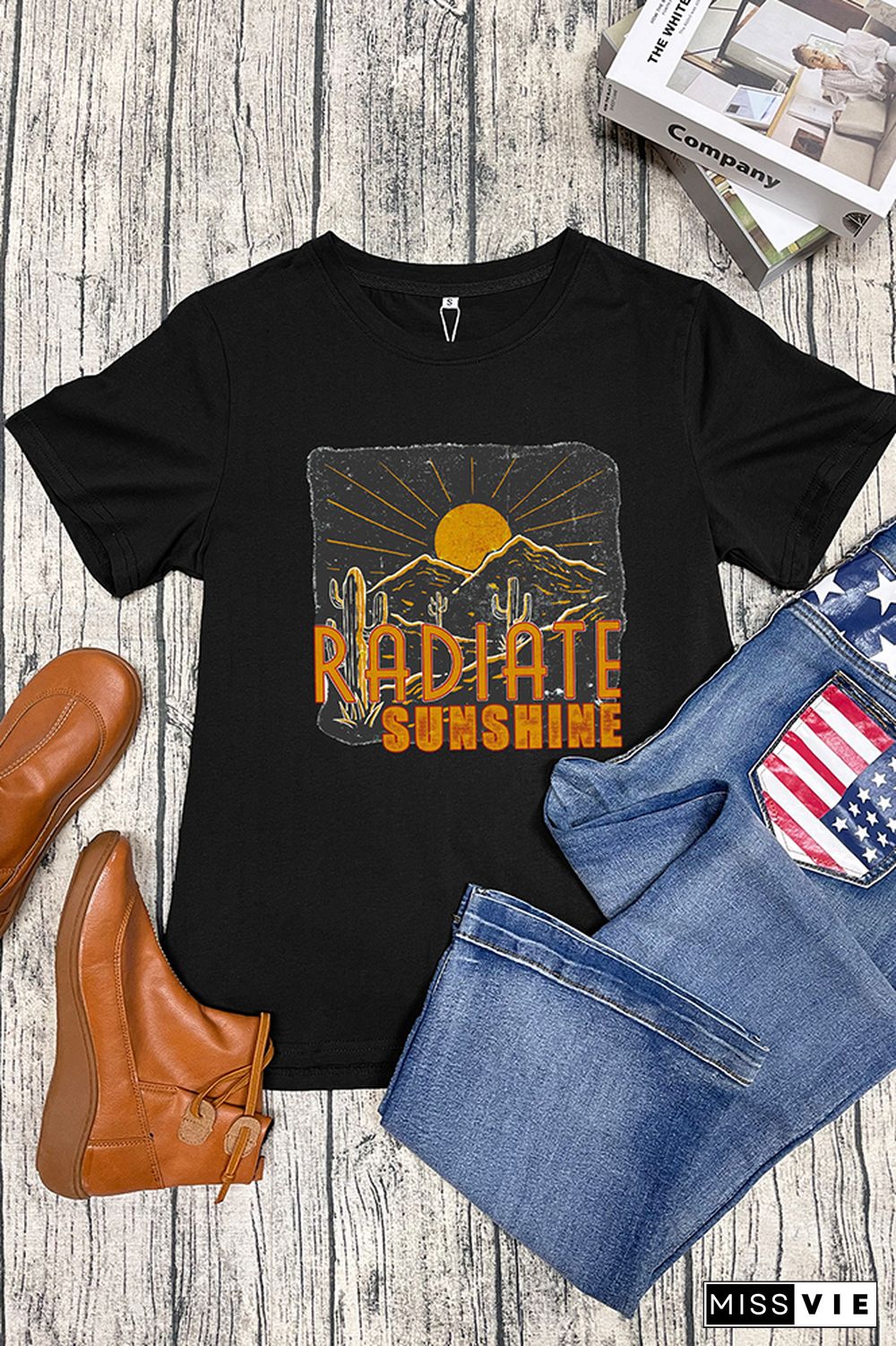 Radiate Sunshine Cactus Desert Graphic Tee Wholesale