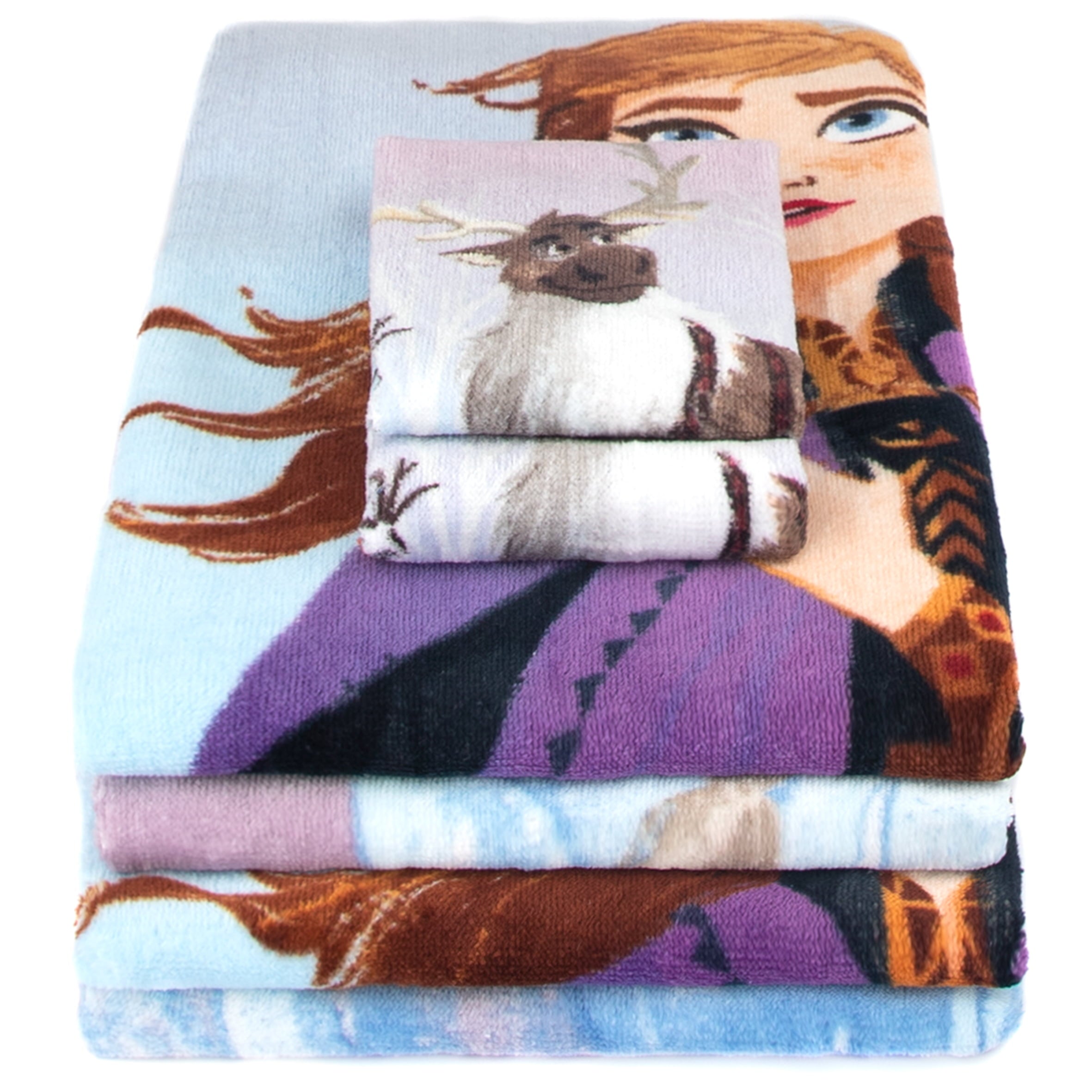 Frozen Elsa and Anna Kids Cotton 2 Piece Towel and Washcloth Set