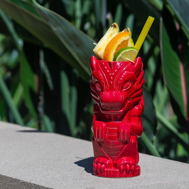 Beeline Creative Geeki Tikis Red Dragon Fantasy Mug Ceramic Tiki Style Cup Holds 17 Ounces