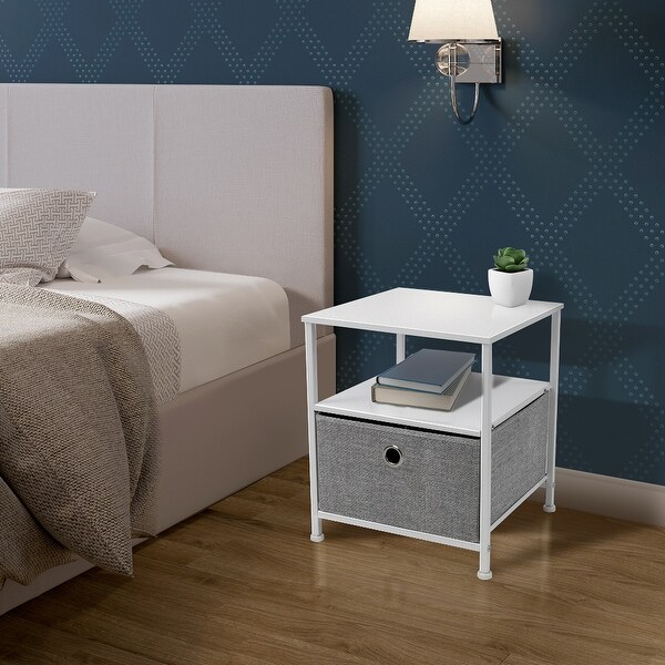 Nightstand 1-Drawer Shelf Storage Bedroom Furniture and End Table Chest - - 26062243