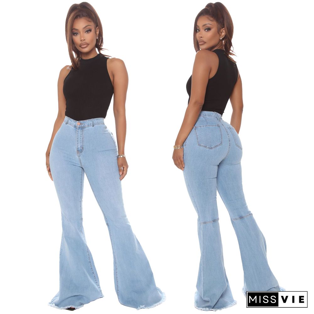 High Waist Stretch Plus Size Flare Jeans Pants