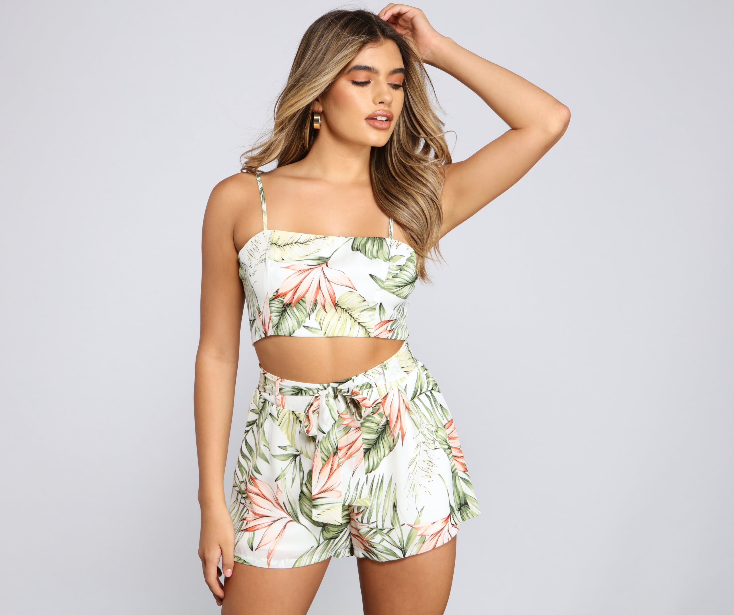 Vacay On My Mind Tropical Print Crop Top