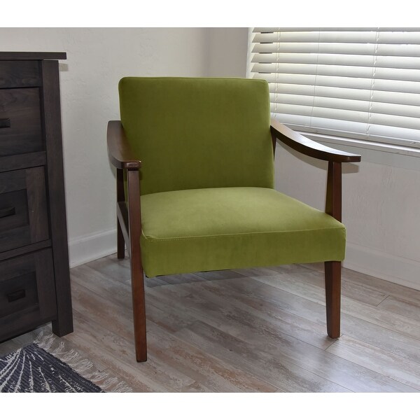 Zenvida Mid Century Modern Accent Armchair Solid Hardwood Upholstered