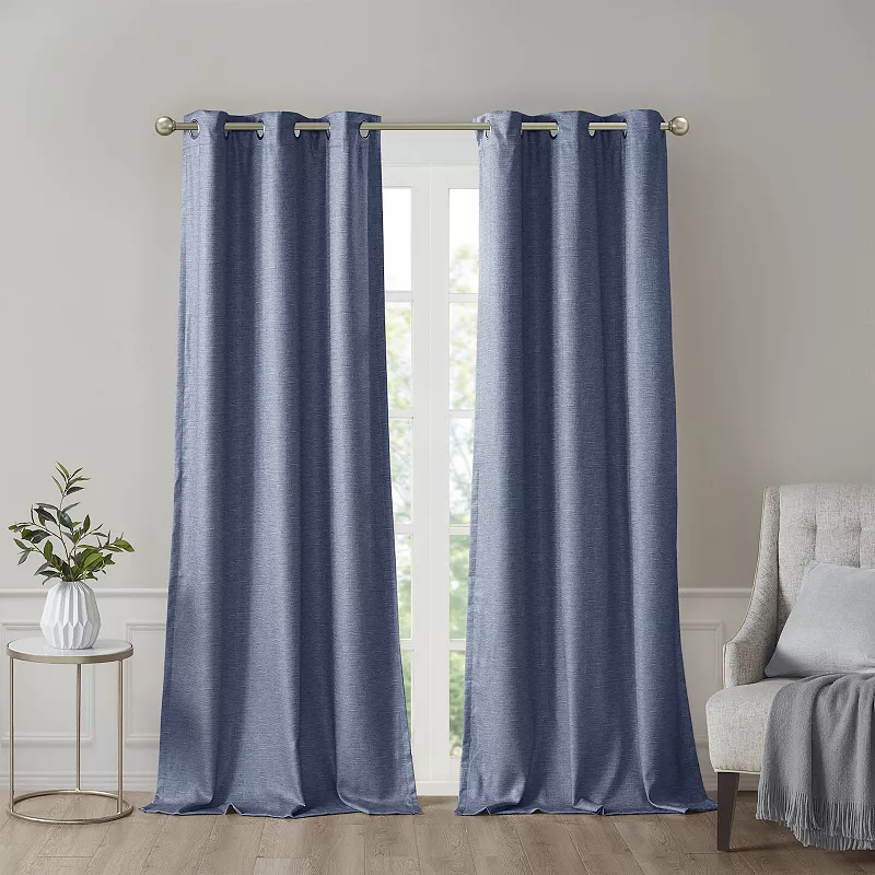 SunSmart 2-pack Leighton Tonal Printed Faux Silk 100% Blackout Window Curtain Set