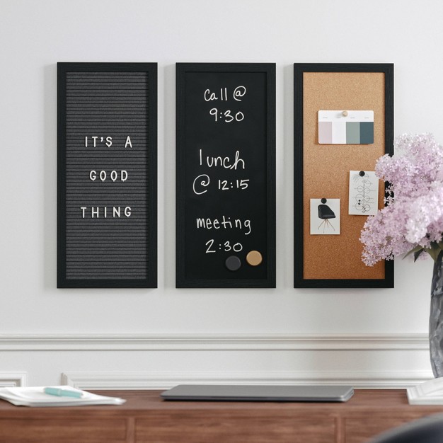 Martha Stewart Cork chalk letter Board Set Woodgrain Frame Black