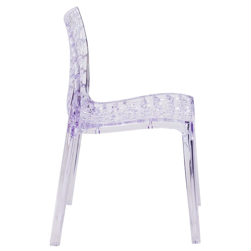 Emma and Oliver Transparent Stacking Side Chair with Artistic Pattern Design