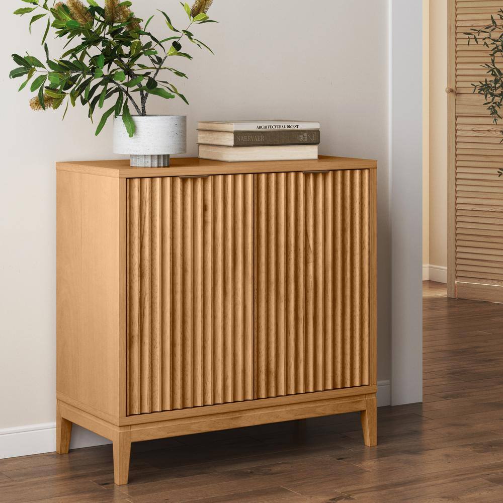 Nathan James Jasper 31 in. Warm Pine Modern Wood Sideboard Accent Storage Cabinet with Doors for Kitchen Living or Dining Room 71801