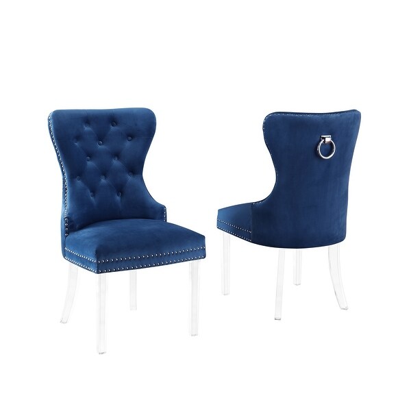 Best Quality Furniture Button Tufted Nailhead Wingback Chairs Acrylic-Set of 2