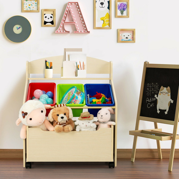 Costway 38914725 Kids Wooden Toy Storage Unit Orga...