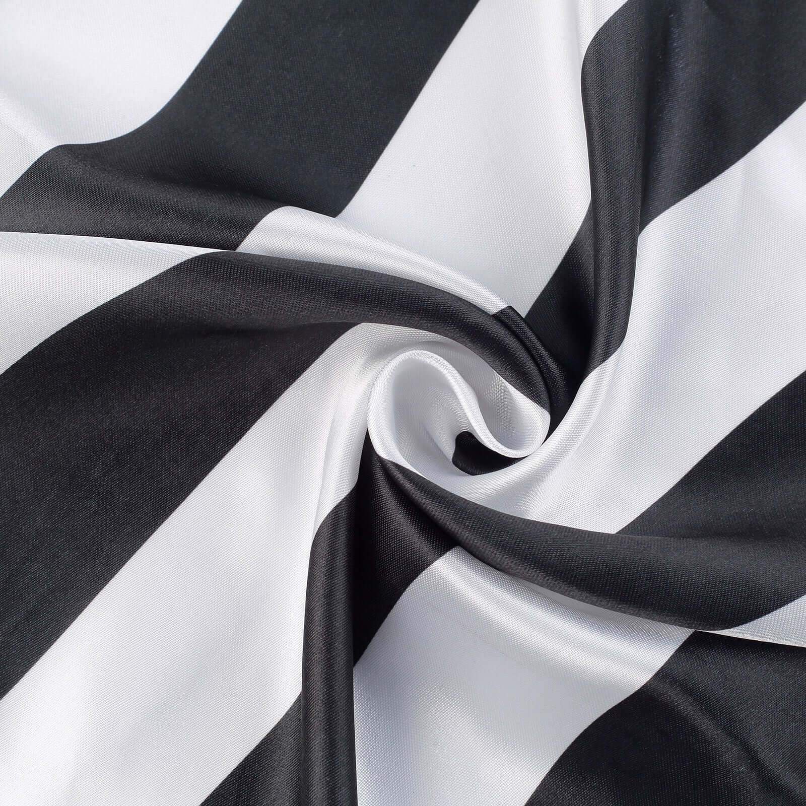 5 Pack Black and White Striped Satin Cloth Dinner Napkins 20