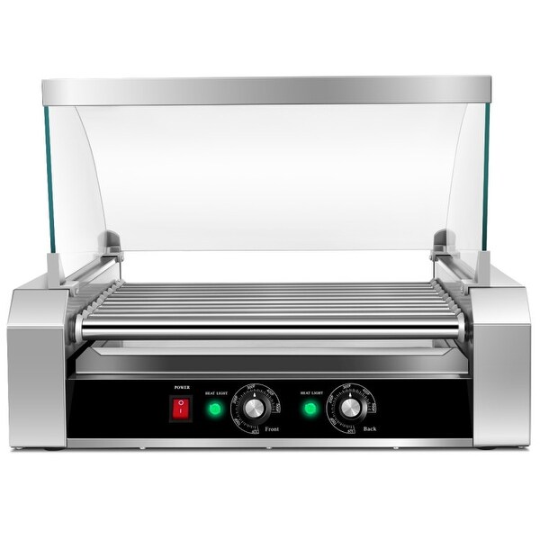 Stainless Steel Commercial 11 Roller Grill and 30 Hot Dog Cooker Machine - 23