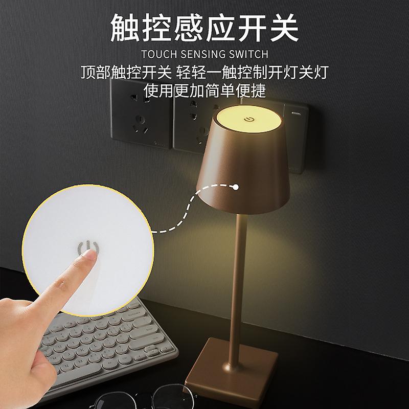 Charging Touch dimming table lamp Cafe decorative lamp Bedside nightlight（Silver）