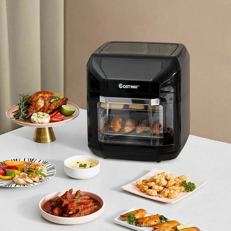 10.6 QT Electric Air Fryer Toaster Oven, 7-in-1 Kitchen Pizza Oven Oil-Less Cooker with Rotisserie