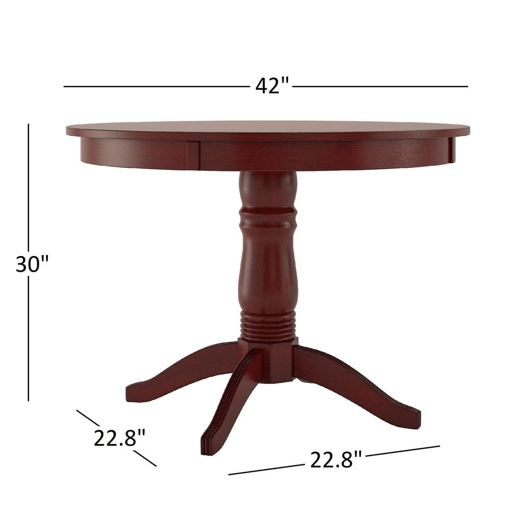 Wilmington II Round Pedestal Base Antique Berry Red Breakfast Nook Set by iNSPIRE Q Classic