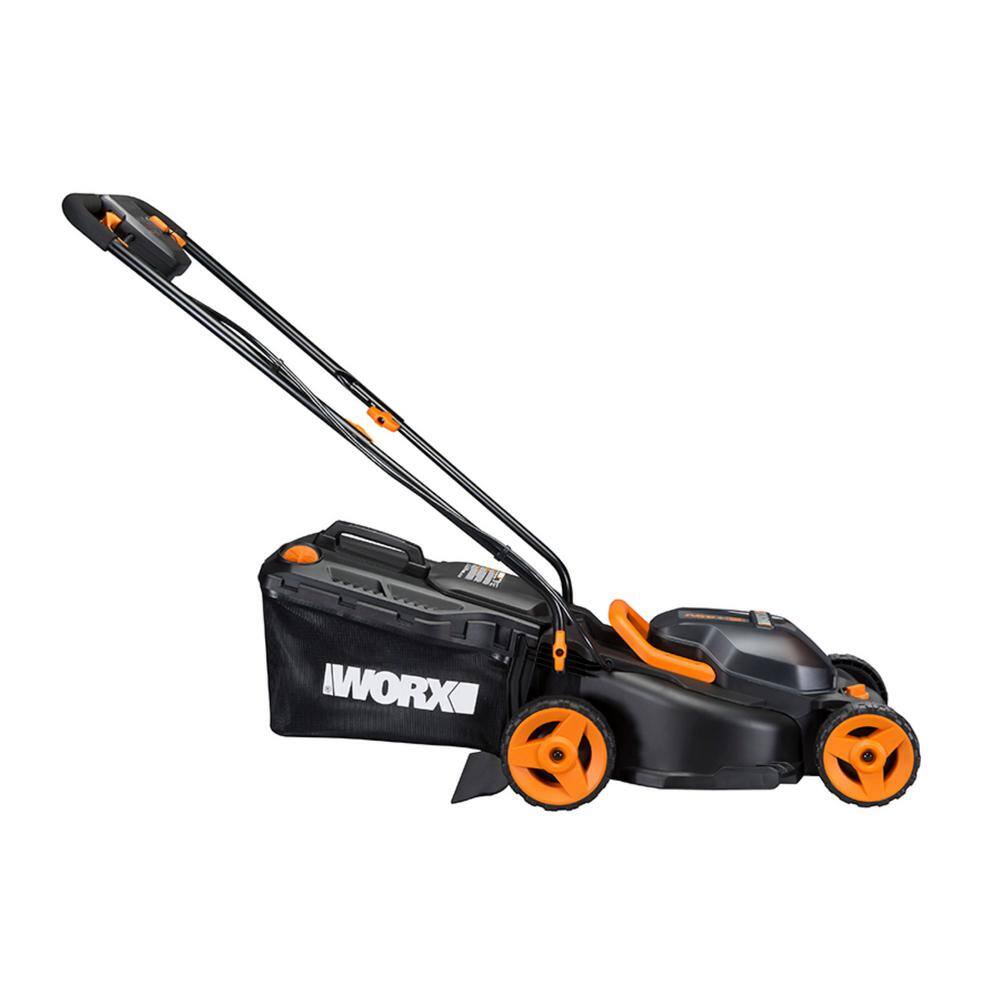 Worx POWER SHARE 40-Volt 14 in. Cordless Battery Walk Behind Mower with Mulching  Intellicut (Battery  Charger Included) WG779