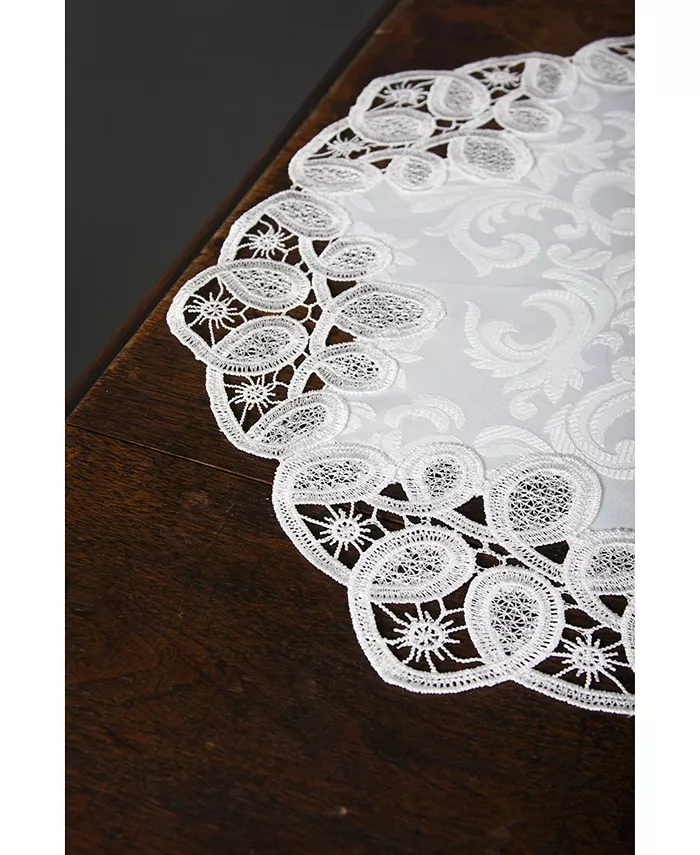 Xia Home Fashions Antebella Lace Embroidered Cutwork Round Placemats 15 Round Set of 4