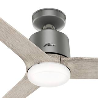 Hunter Moxie 52 in. LED Indoor Matte Silver Ceiling Fan with Light and Remote 51219