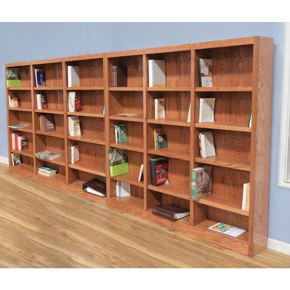 Concepts In Wood 72 in. Dry Oak Wood 15-shelf Standard Bookcase with Adjustable Shelves MI7272-D