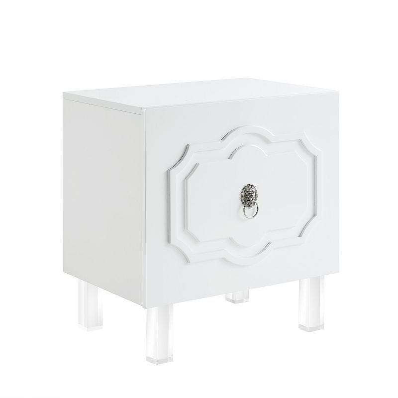 Marisol Side Table Greek Key Lacquer-Finish Chrome