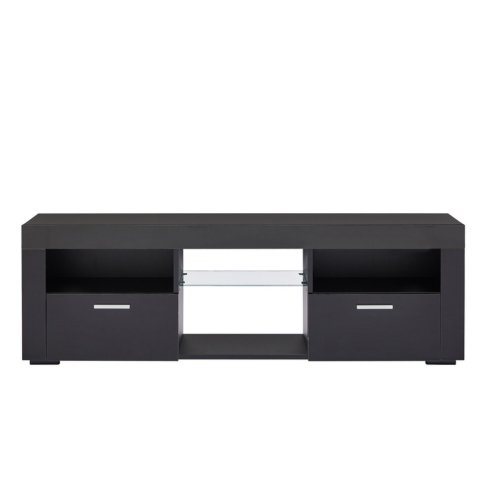 Morden TV Stand with 16 LED Light  4 Light Mode   Brightness  TV Cabinet with 2 Drawers  Entertainment Center for TVs up to 55\