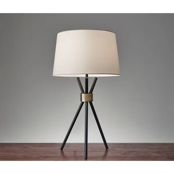 Adesso Benson Black with Antique Bronze Accent Table Lamp