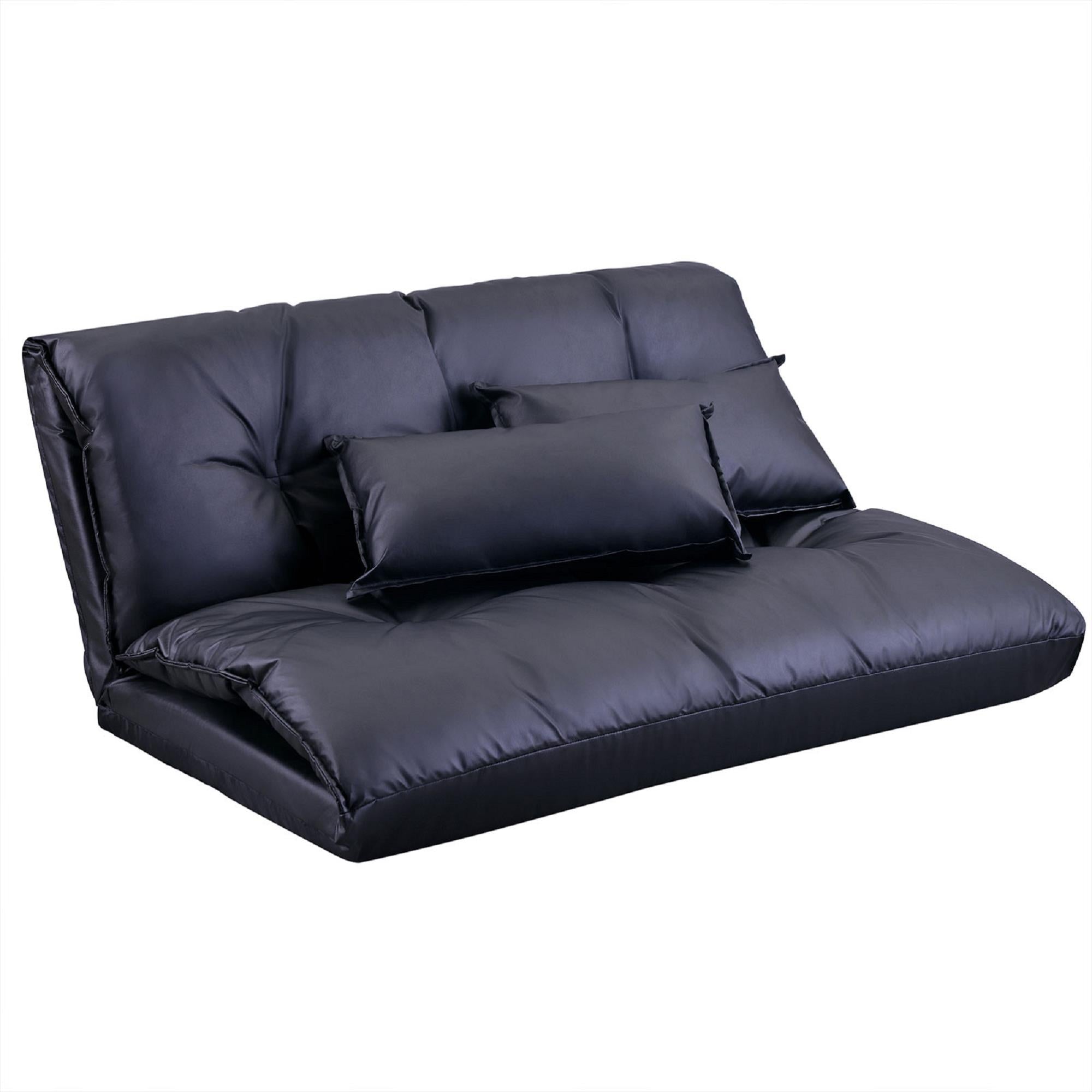 Adjustable Folding Leisure Sofa Bed, Reclining Sofa Couch for Bedroom Living Room with 2 Pillows