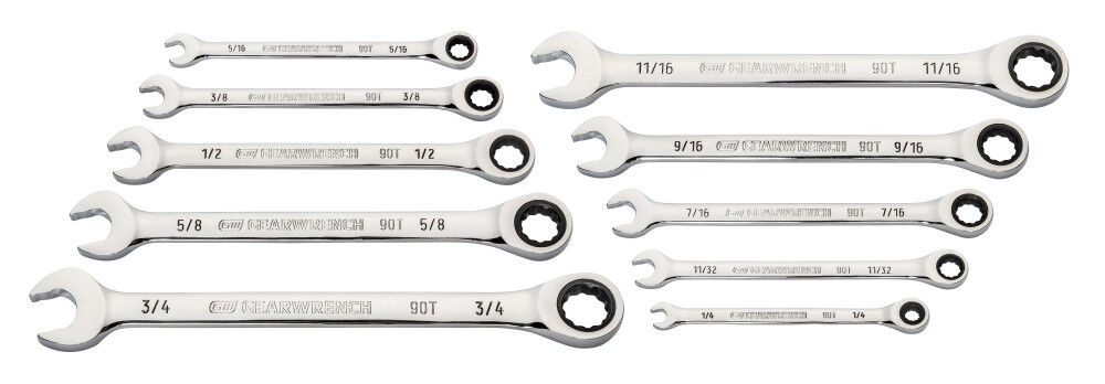 GEARWRENCH 10 Pc. 90T 12 Point SAE Combination Ratcheting Wrench Set 86958 from GEARWRENCH