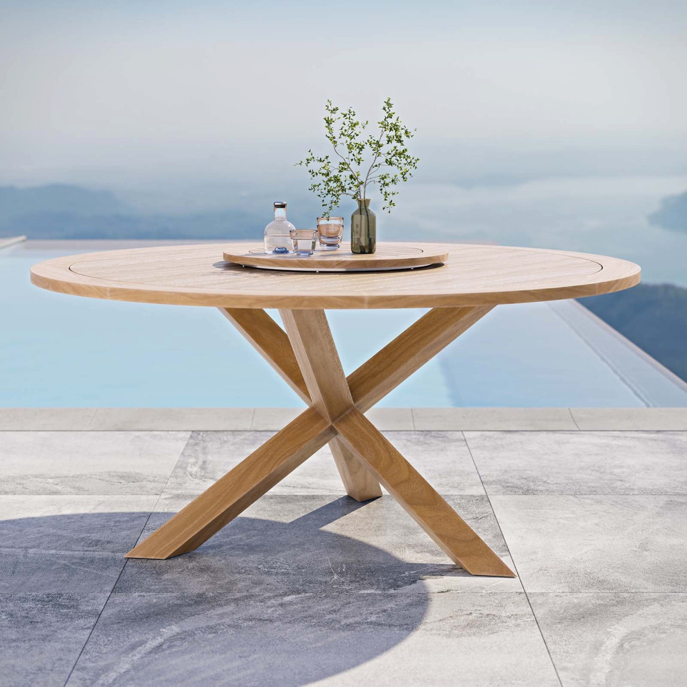 63 quotOutdoor Patio Teak Wood Dining Table   Transitional   Outdoor Dining Tables   by mod space furniture  Houzz