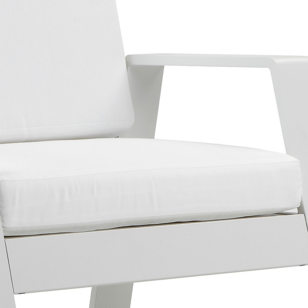 Benzara BM287717 Armchair White Aluminum Frame Fade Resistant Fabric Cushions   Contemporary   Outdoor Lounge Chairs   by Uber Bazaar  Houzz