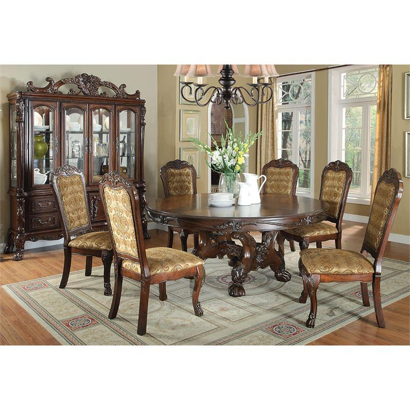 Furniture of America Douglas Solid Wood Padded Dining Chair (Set of 2) in Cherry   Victorian   Dining Chairs   by Homesquare  Houzz