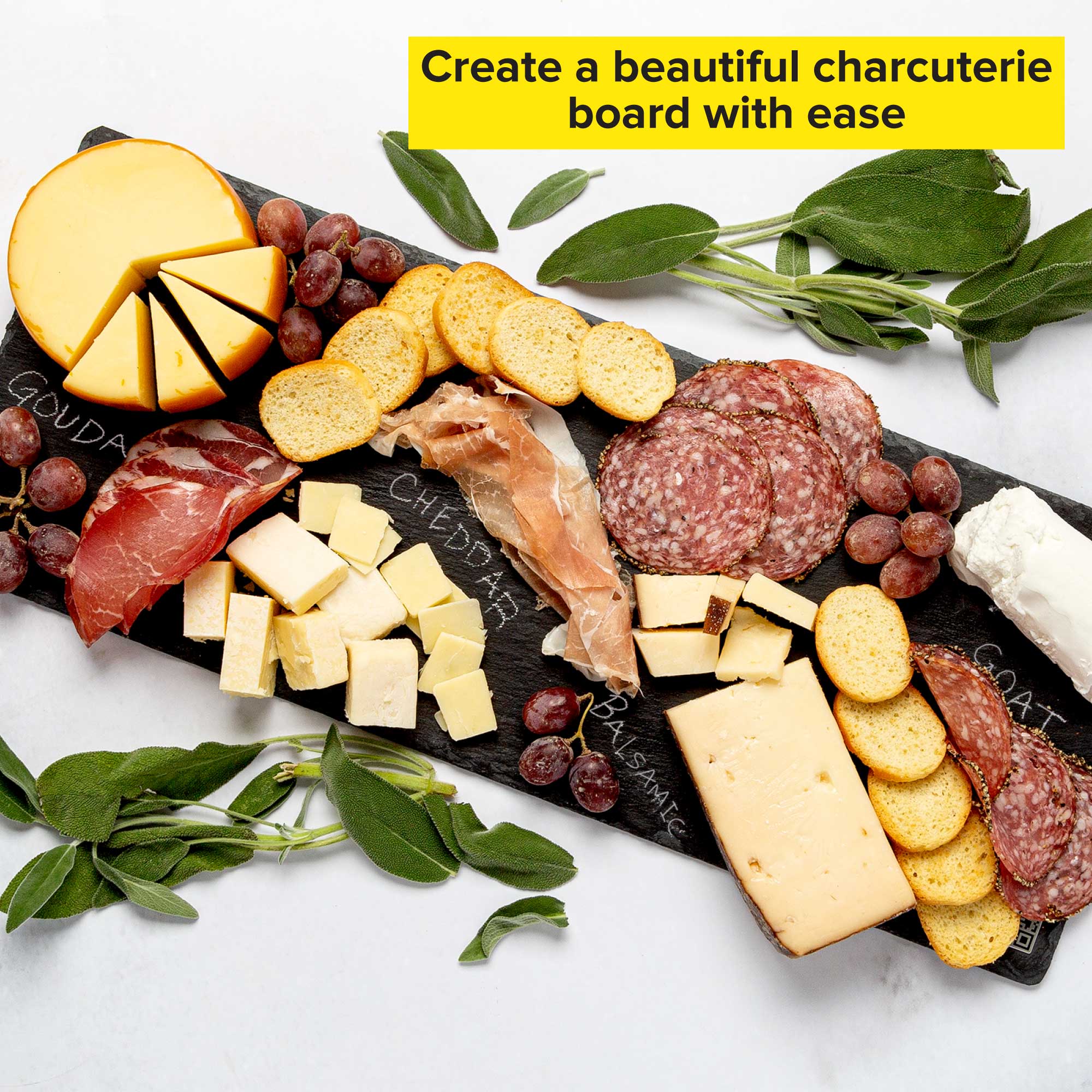 Tasty Natural Slate Cheese Board and Charcuterie Board Tray with Chalk， 18