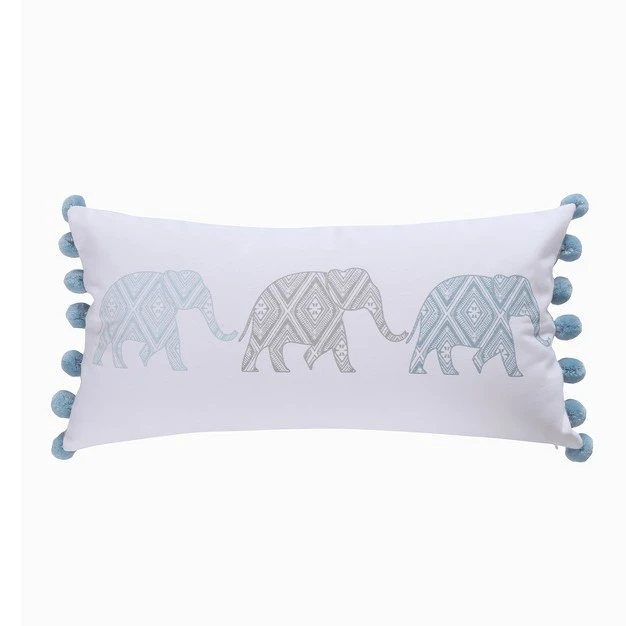 12x24 Adia Elephant Poms Pillow