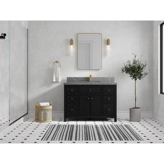 Willow Collections Sonoma 48 in. W x 22 in.D x 36 in. H Bath Vanity in Black with 2 in.Piatra Quartz Top SON_BLK_PT_GR_48S