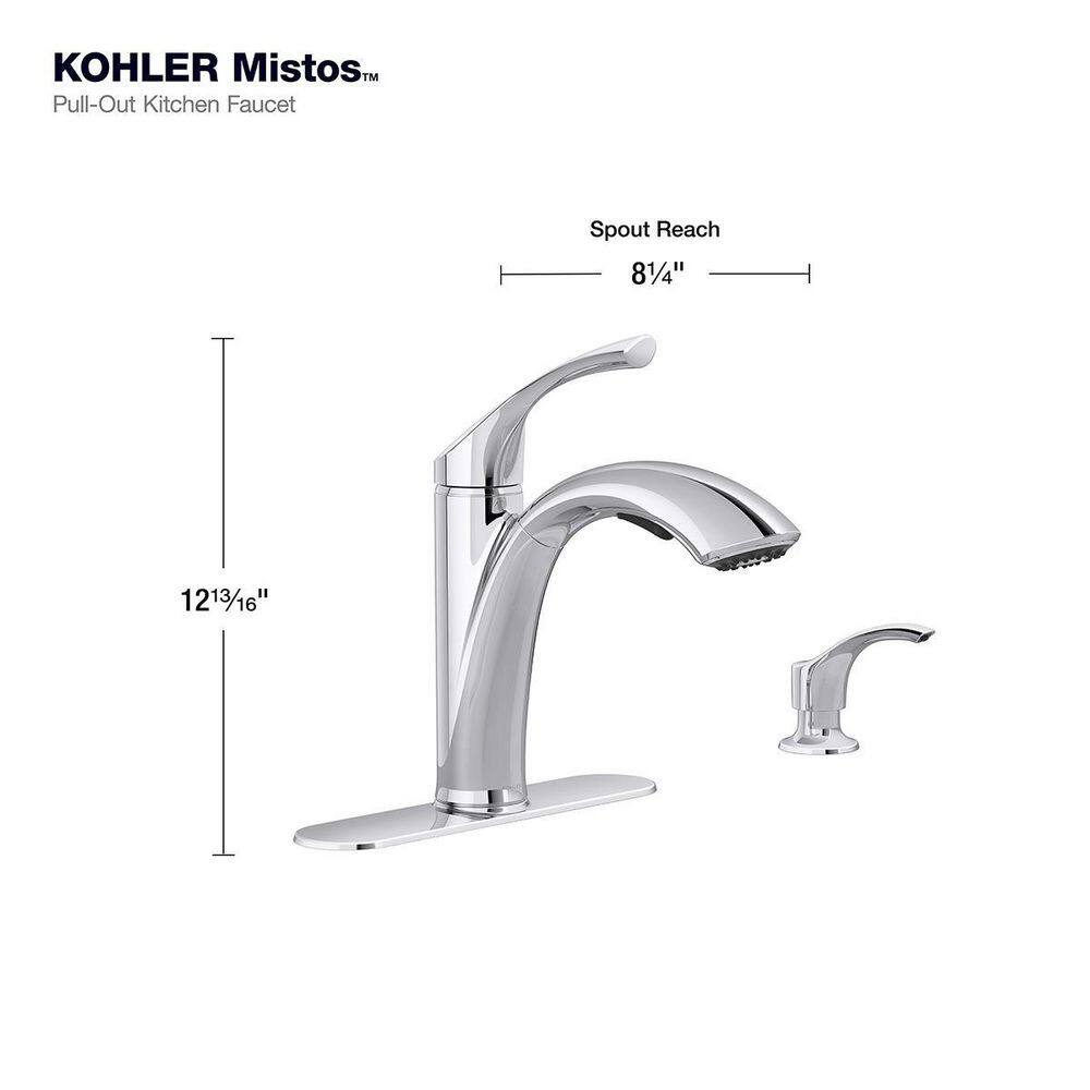 KOHLER Mistos Single Handle Pull Out Sprayer Kitchen Faucet in Polished Chrome R72510-SD-CP