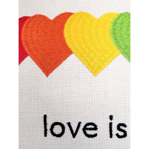 x27 love Is Love Hearts x27 Embroidered Pride Square Throw Pillow Rainbow cream Edie home