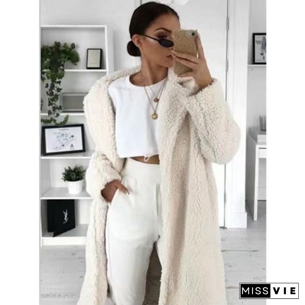 Fur Teddy Coat Women Autumn Winter Casual Plus Size Long Jacket Female Thick Warm Outwear Oversize Fur mujer chaqueta