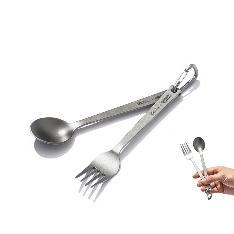 MOBI GARDEN  camping Outdoor hiking picnic portable storage Titanium Fork   Spoon Set