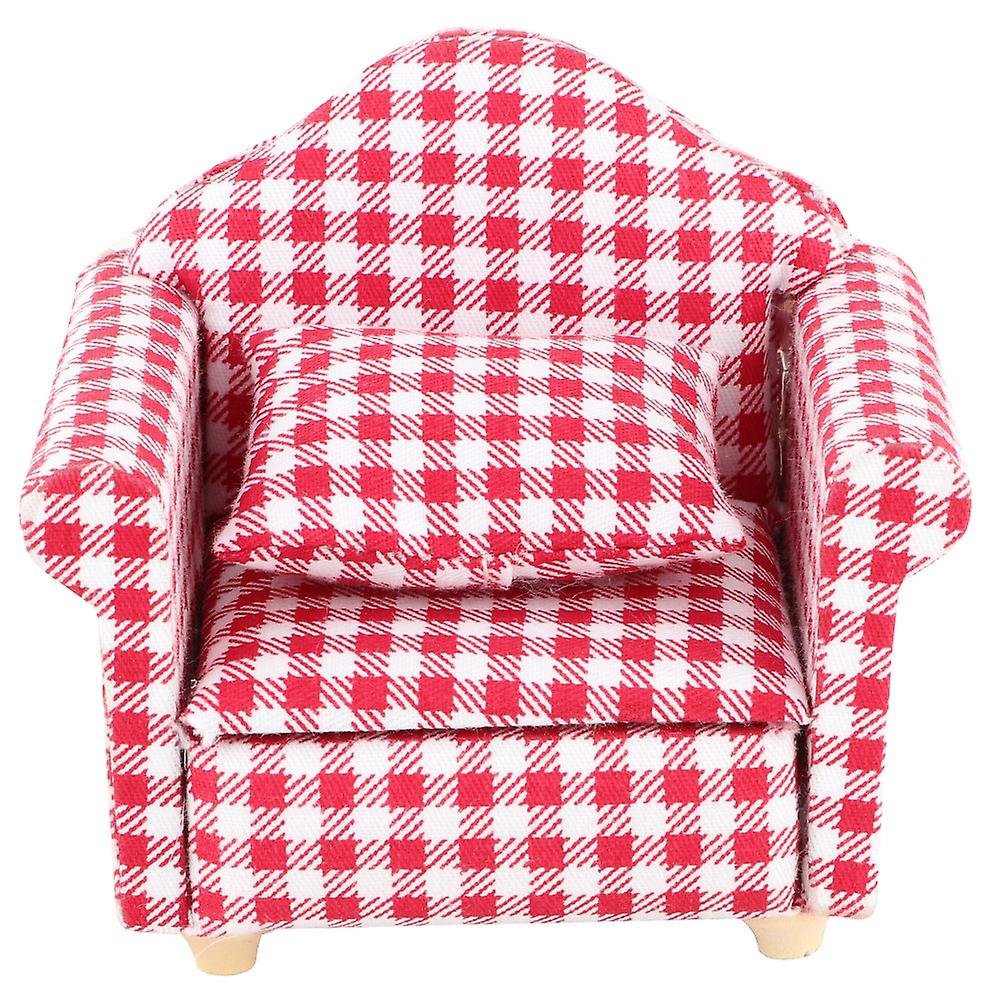 Miniature Single Sofa Couch Armchair With Pillow For 1:12 Dolls Diy Dollhouse Accessories (#1)