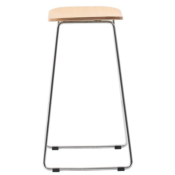 LeisureMod Melrose Modern Wood Counter Stool With Chrome Sled Base