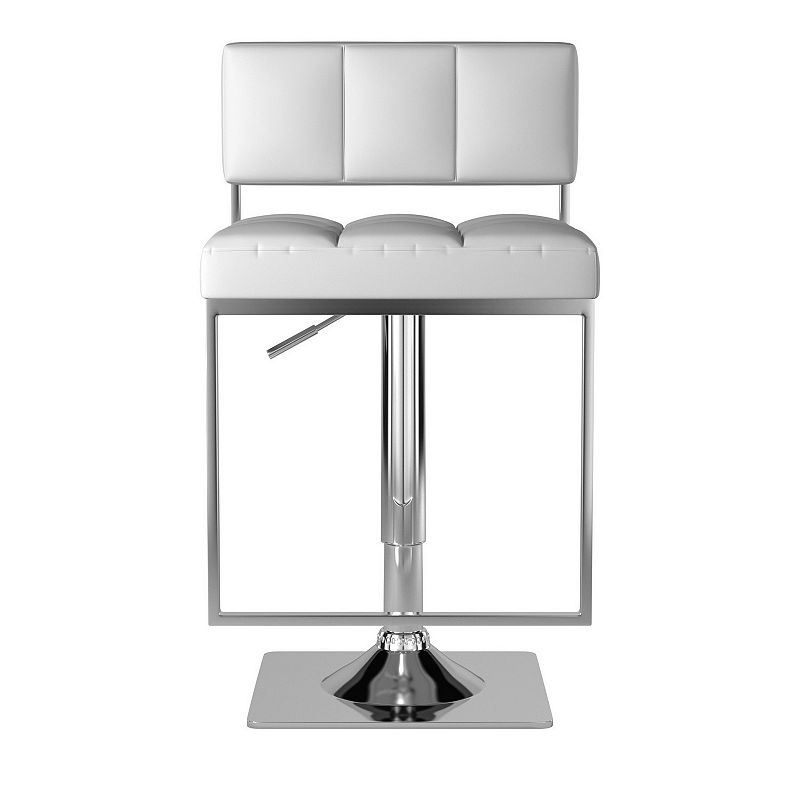 Adjustable Modern Metal Bar Stool， White and Silver