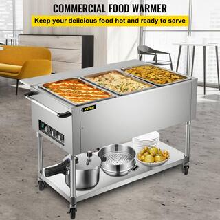 VEVOR 58 qt. Commercial Electric Food Warmer 3-Pot Steam Table Food Warmer 0-100℃ with ETL Certification for Catering WZB1500W3110VB2OLV1