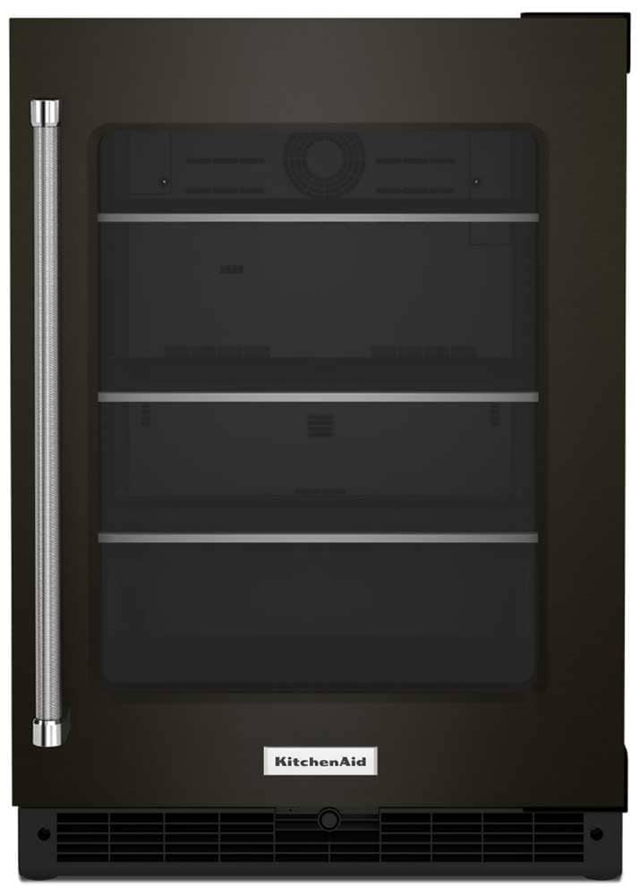 KitchenAid 24 PrintShield Black Stainless Frame Right-Hinge Undercounter Refrigerator With Shelves With Metallic Accents