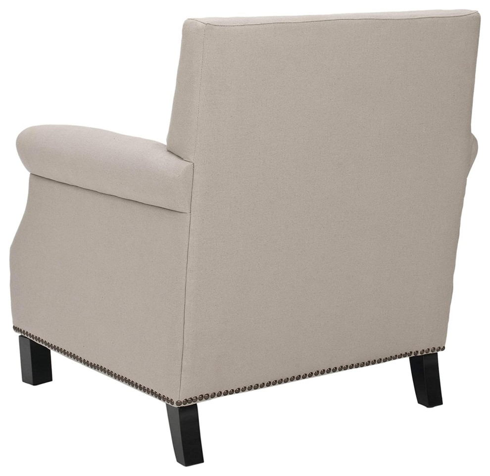 Modern Accent Chair  Cushioned Seat With Rolled Arms  ampNailhead Trim   Midcentury   Dining Chairs   by Declusia  Houzz