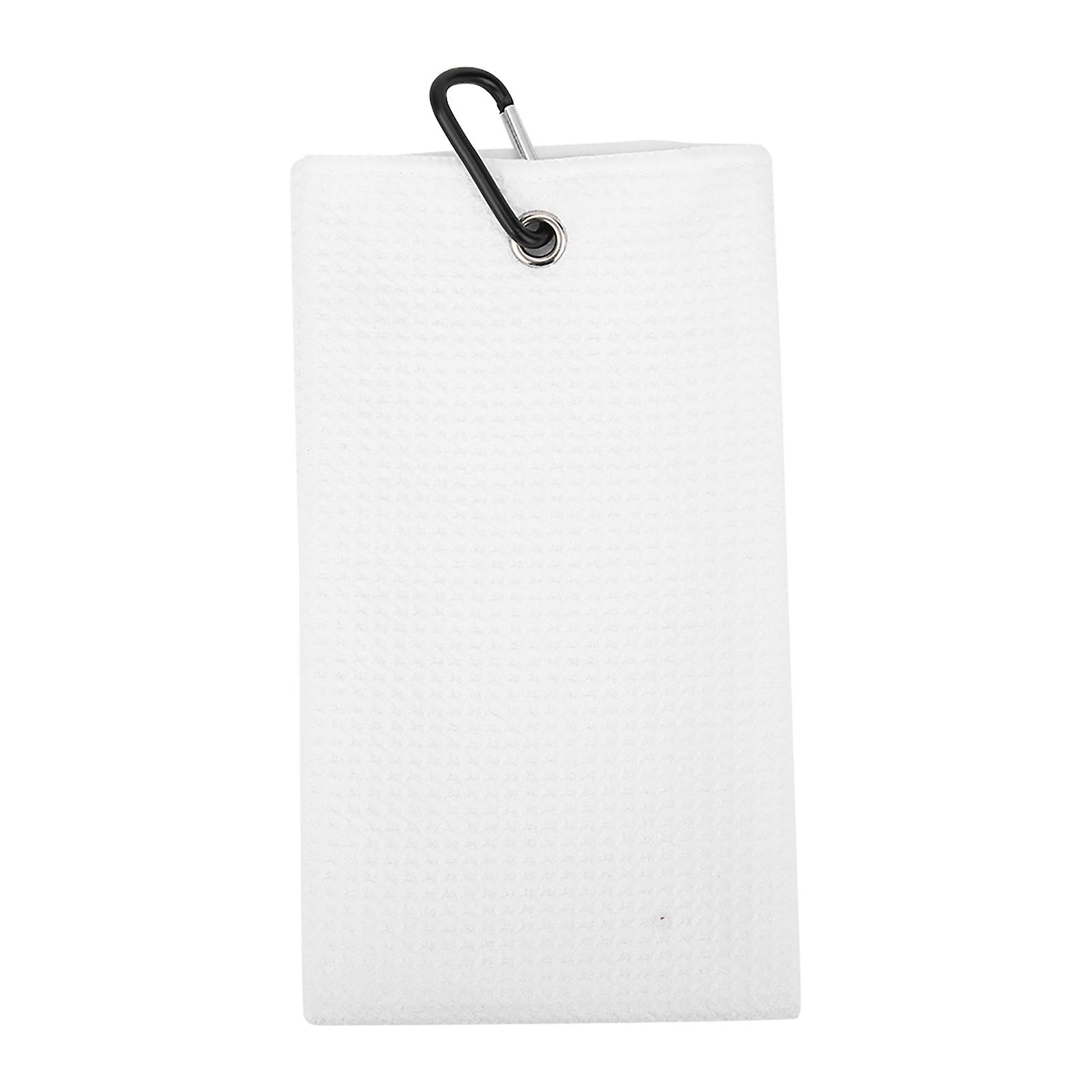 Golfing Towel Waffle Design Sporting Wipe Sweat Absorption Cleaning Pure Cotton Strap Hookwhite