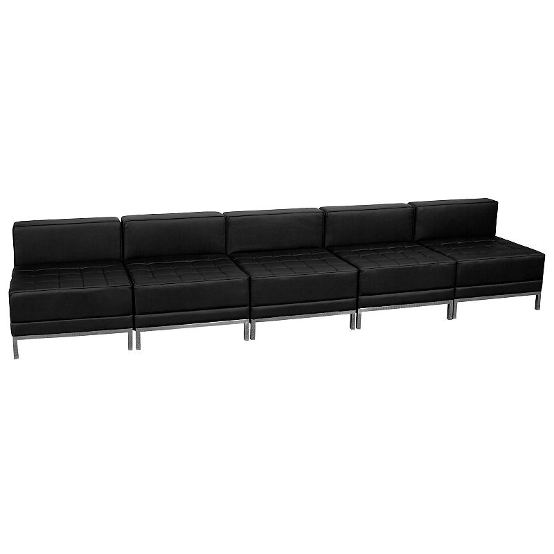 Emma and Oliver Black LeatherSoft Lounge Set， 5 Pieces