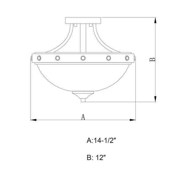 Halifax 14.5-in W Bronze Rustic Bowl Semi Flush Mount Ceiling Light Cream Glass - 14.5-in W x 12-in H x 14.5-in D