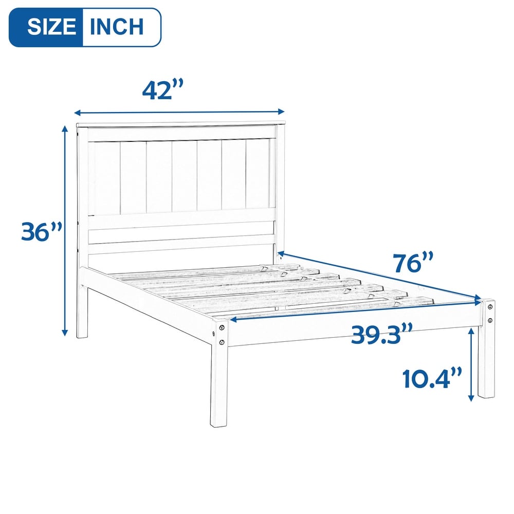 Modern   Rustic Wooden Platform Bed with Headboard  Solid Wood Bedframe with Wood Slat Support  Space Saving/No Box Spring Need